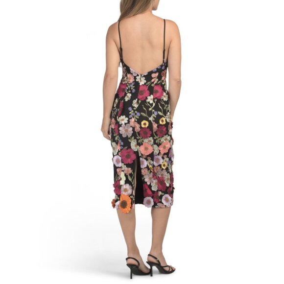 ENDLESS ROSE Black Floral Embroidered Midi Dress - Picture 2 of 2